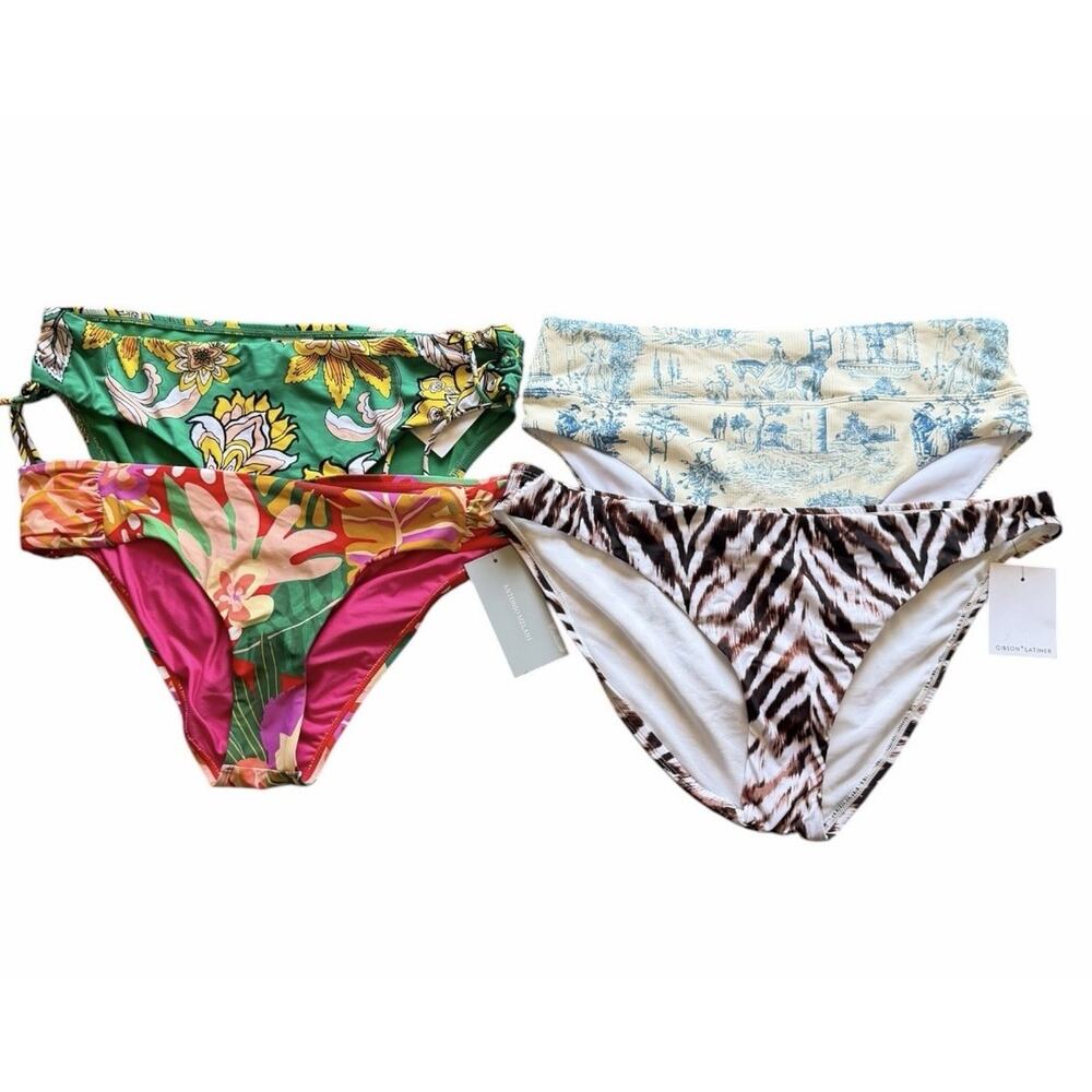 NWT XL Swim Bottom Bundle Tropical Floral Mixed Print Beach Vacation Pool 4 Pc